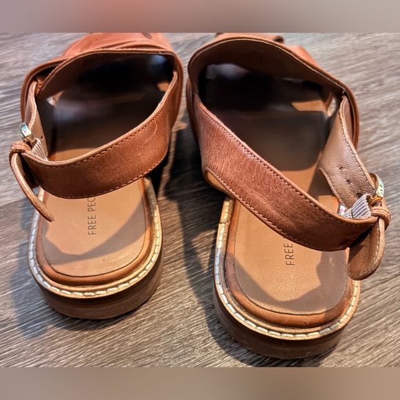 Free People Libby Fisher Brown Flats Leather Sandals Size 10 - Picture 4 of 9